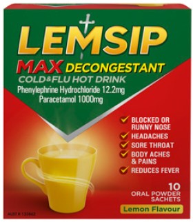 Lemsip-Max-Decongestant-Cold-Flu-Hot-Drink-Lemon-Flavour-10-Sachets on sale