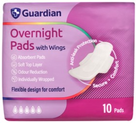 Guardian-Overnight-Pads-with-Wings-10-Pack on sale