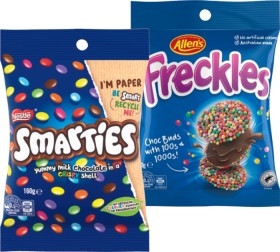 Nestl-Smarties-Allens-Freckles-or-Jaffas-Share-Pack-160g on sale