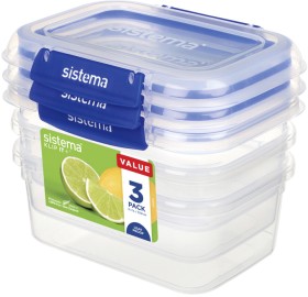 Sistema+Klip+It+%2B+Rectangle+Container+1+Litre+3+Pack