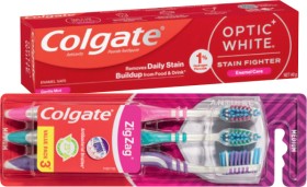 Colgate+Optic+White+Toothpaste+140g%2C+Toothbrush+2-3+Pack+or+Mouthwash+1+Litre+Selected+Varieties