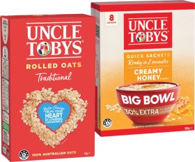 Uncle+Tobys+Rolled+Oats+1kg+or+Big+Bowl+Quick+Sachets+8+Pack+Selected+Varieties
