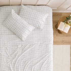 Natural-Check-Cotton-Printed-Flannelette-Sheet-Set-by-Habitat on sale
