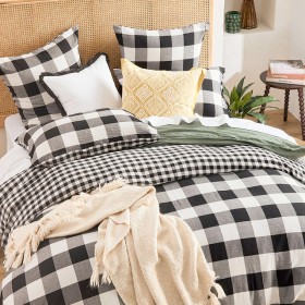 Della-Black-Check-Quilt-Cover-Set-by-Habitat on sale