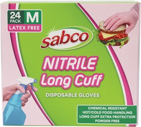 Sabco+Nitrile+Long+Cuff+Disposable+Medium+Gloves+24+Pack