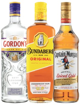 Gordons-London-Dry-Gin-Bundaberg-UP-Rum-or-Captain-Morgan-Spiced-Gold-700mL on sale