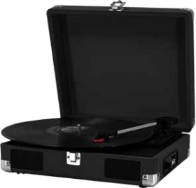 NEW+Techxtras+Suitcase+Turntable+with+Wireless+Speaker+-+Black