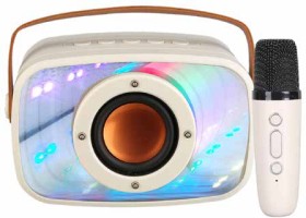 NEW-Laser-Infinity-Light-Karaoke-Speaker-with-1-Wireless-Microphone on sale