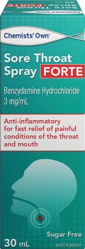 Chemists-Own-Sore-Throat-Spray-Forte-30mL on sale