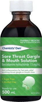 Chemists%26rsquo%3B+Own+Sore+Throat+Gargle+%26amp%3B+Mouth+Solution+500mL%2A