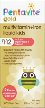 Pentavite-Gold-Multivitamin-Iron-Liquid-For-Kids-Watermelon-200mL on sale