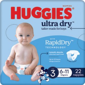 Huggies-Ultra-Dry-Nappies-22-Pack-Size-3 on sale
