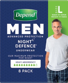 Depend-Real-Fit-Underwear-Night-Defence-Male-Large-8-Pack on sale