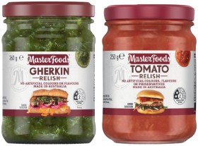 MasterFoods+Relish+250%E2%80%91260g+or+Chutney+250g+Selected+Varieties