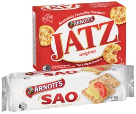 Arnott%26rsquo%3Bs+Jatz%2C+Savoy+170%E2%80%91225g%2C+Clix+or+Sao+250g+Selected+Varieties