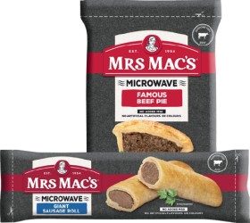 Mrs+Mac%26rsquo%3Bs+Microwave+Giant+Sausage+Roll%2C+Beef+Pie+175g+or+Pastie+165g+Selected+Varieties