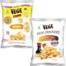 Vege-Chips-100g-or-Rice-Crackers-75g on sale