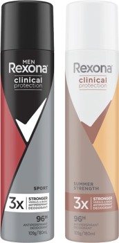 Rexona-Clinical-Protection-Antiperspirant-Aerosol-Deodorant-180mL on sale