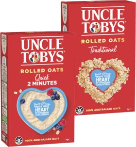 Uncle-Tobys-Rolled-Oats-1kg on sale