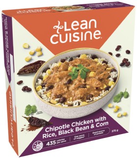 NEW-Lean-Cuisine-Dinner-Chipotle-Chicken-with-Rice-Beans-Corn-375g on sale