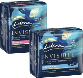 Libra-Invisible-Pads-with-Wings-Regular-12-Pack-or-Super-10-Pack on sale