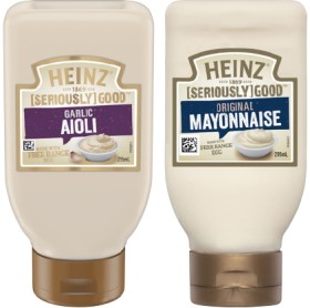 Heinz-Seriously-Good-Mayonnaise-Aioli-or-Tartare-Sauce-295mL-Selected-Varieties on sale