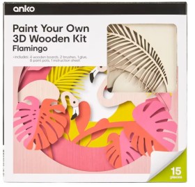 15+Piece+Paint+Your+Own+3D+Wooden+Kit+-+Flamingo
