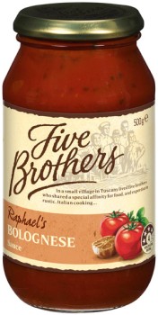 Five-Brothers-Pasta-Sauce-500g-Selected-Varieties on sale