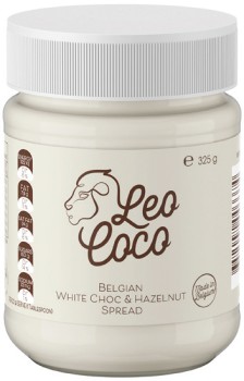 NEW-Leo-Coco-Belgian-White-Choc-Hazelnut-Spread-325g on sale