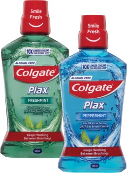Colgate-Plax-Fresh-Mint-or-Peppermint-Mouthwash-500mL on sale