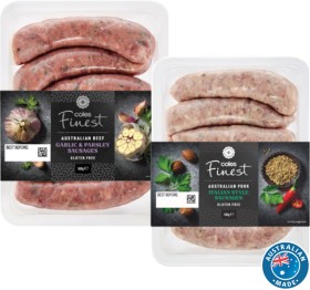 Coles-Finest-Sausages-450g-500g on sale