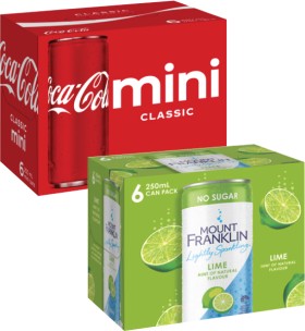 Coca-Cola-or-Mt-Franklin-Mini-Cans-6x250mL on sale