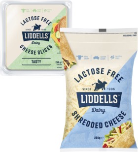 Liddells-Cheese-Block-Sliced-or-Shredded-250g on sale