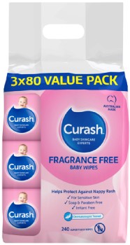 Curash-Fragrance-Free-Sensitive-Skin-Baby-Wipes-240-Pack on sale