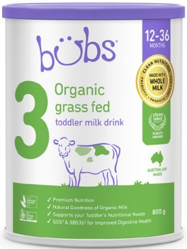 Bubs-Organic-Grass-Fed-Toddler-Milk-Drink-Stage-3-800g on sale