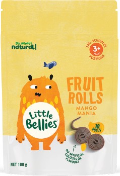 Little-Bellies-Strawberry-or-Mango-Fruit-Rolls-100g on sale