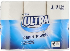 Coles-Ultra-3-Ply-Paper-Towel-3-Pack on sale