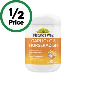 Natures-Way-Garlic-C-Horseradish-Tablets-Pk-200 on sale
