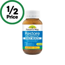 Natures-Way-Restore-Probiotic-Daily-Health-Capsules-Pk-120 on sale