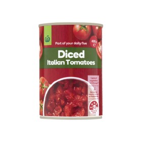 Woolworths-Diced-Italian-Tomatoes-400g on sale