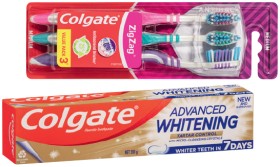 Colgate+Toothpaste+100%E2%80%91200g%2C+Zig+Zag+Toothbrush+3+Pack+or+Mouthwash+500mL+Selected+Varieties