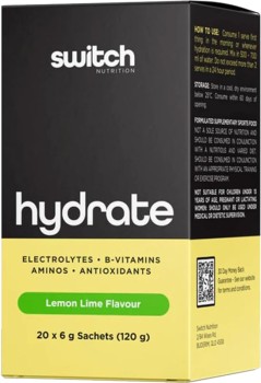 Switch+Nutrition+Hydrate+Electrolytes+No+Added+Sugar+Lemon+Lime+20x6g