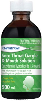 Chemists-Own-Sore-Throat-Gargle-Mouth-Solution-500ml on sale