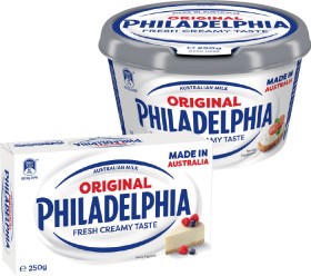 Philadelphia+Cream+Cheese+Spreadable+Tub+or+Block+250g+Selected+Varieties