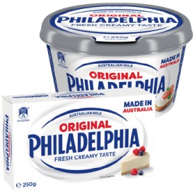 Philadelphia+Cream+Cheese+Spreadable+Tub+or+Block+250g+Selected+Varieties