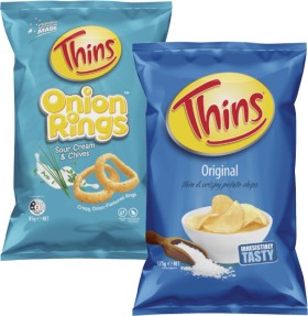 Thins-Potato-Chips-150g-175g-or-Onion-Rings-85g on sale