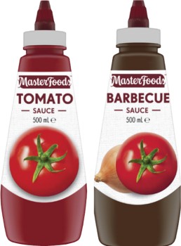 MasterFoods-Squeeze-Tomato-or-Barbecue-Sauce-475mL-500mL on sale