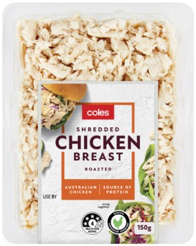 Coles-RSPCA-Approved-Shredded-Chicken-Breast-Roasted-150g on sale