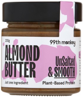 99th-Monkey-Unsalted-Smooth-Almond-Butter-200g on sale