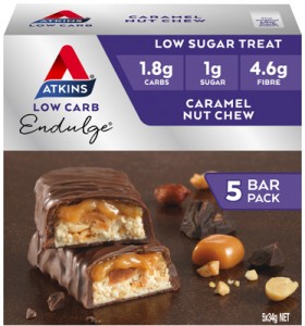 Atkins+Low+Carb+Endulge+Bars+Caramel+Nut+Chew+5+Pack+170g